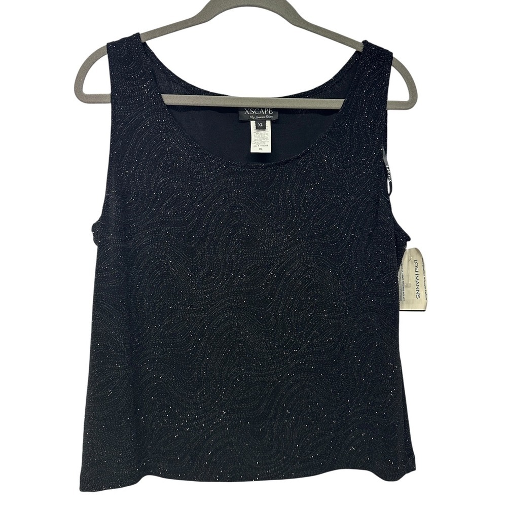 Xscape by Joanna Chen Y2K Womens XL Glittery Swirl Sleeveless Scoop Neck Top NWT